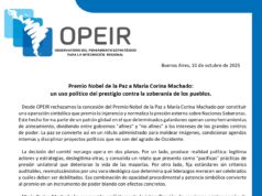 Repudio al premio Nobel de la Paz a Maria Corina Machado