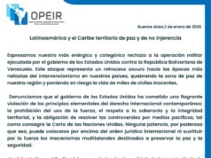 Comunicado de rechazo a la operación militar ejecutada por el gobierno de los EEUU contra Venezuela