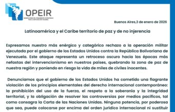 Comunicado de rechazo a la operación militar ejecutada por el gobierno de los EEUU contra Venezuela